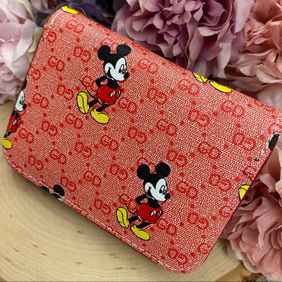 Red Mickey Mouse Vegan Leather Zippered Wallet - Picture 6 of 10